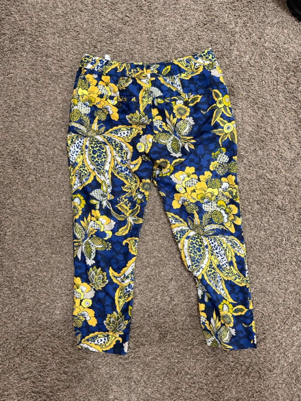 Banana Republic Blue and Yellow Floral Pants